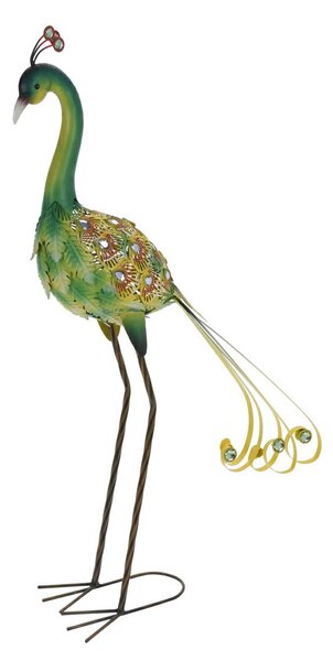 Záhradná kovová figúrka Peafowl, 80 cm, zelená