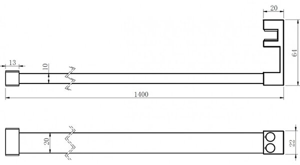 Mexen Kioto, vešiak na uteráky pre sprchovú zástenu, max. 140 cm, chrómová, 800-06-01