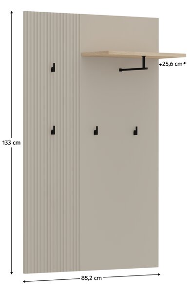 KONDELA Vešiakový panel 85, sivohnedá Taupe/dub silverjack, DOMCA