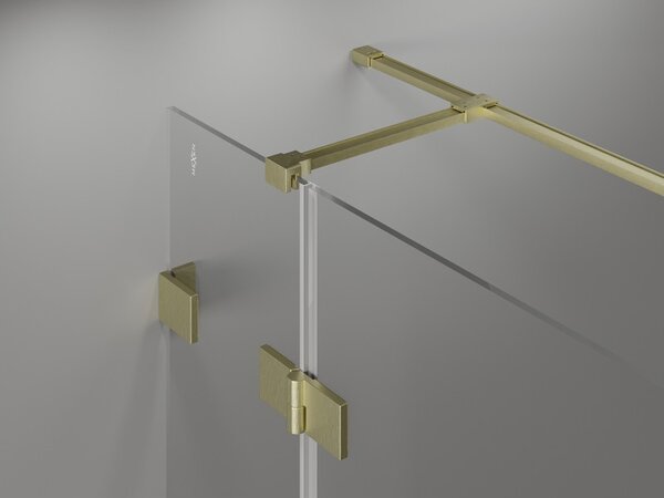 Mexen Lunar T, výklopný sprchový kút pravý 110 x 110 cm, 8mm číre sklo, zlatý kartáčovaný - 834T-110-110-55-00-P