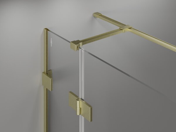Mexen Lunar T, výklopný sprchový kút pravý 110 x 110 cm, 8mm číre sklo, zlatý kartáčovaný - 834T-110-110-55-00-P