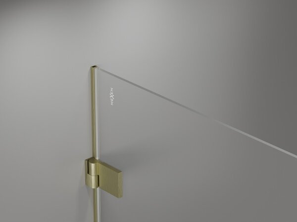 Mexen Lunar-B, pravostranný výklopný sprchový kút 70 x 70 cm, 8mm číre sklo, zlatý kartáčovaný - 832-070-070-55-00-P