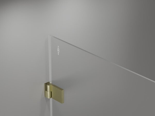 Mexen Lunar-B, pravostranný výklopný sprchový kút 70 x 70 cm, 8mm číre sklo, zlatý kartáčovaný - 832-070-070-55-00-P