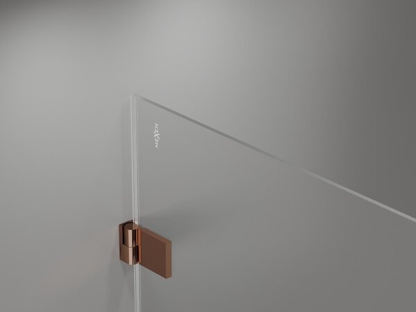 Mexen Lunar-B, Otočné ľavé sprchové dvere 60 cm, 8mm číre sklo, ružové zlato profil, 832-060-000-60-00-L