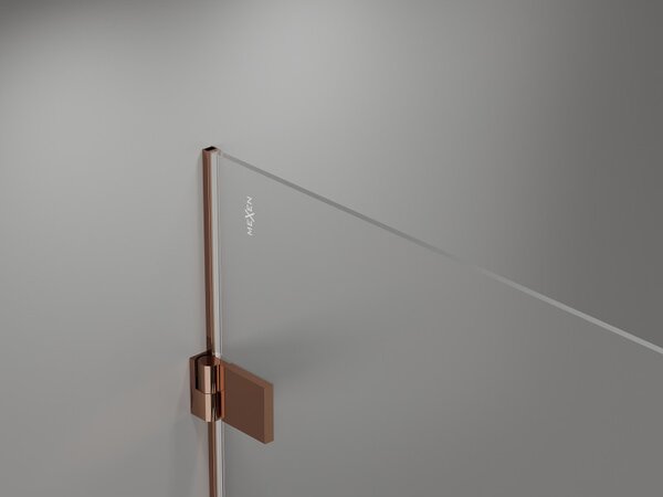 Mexen Lunar-B, Otočné ľavé sprchové dvere 60 cm, 8mm číre sklo, ružové zlato profil, 832-060-000-60-00-L