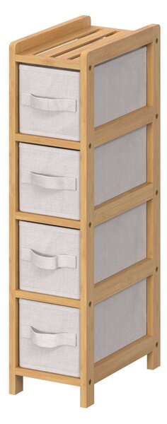 Polička do kúpeľne Tidy Box4, biela/s drevenými prvkami