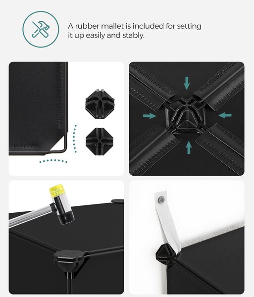 SONGMICS Variabilný plastový regál s 16 boxami 30 x 30 cm čierny