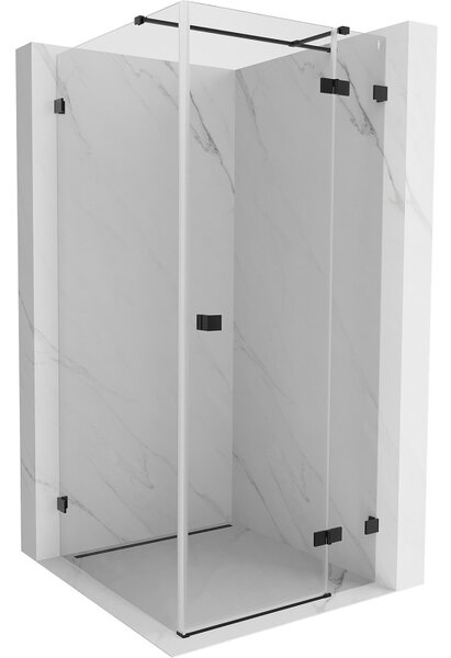 Mexen Lunar T výklopný sprchový kút pravý 110 x 110 cm, číre sklo, čierna matná, 834T-110-110-70-00-P