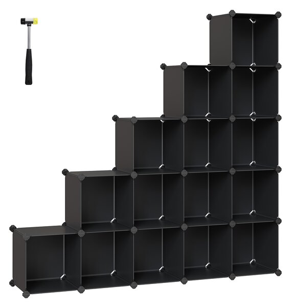 SONGMICS Variabilný plastový regál s 16 boxami 30 x 30 cm čierny
