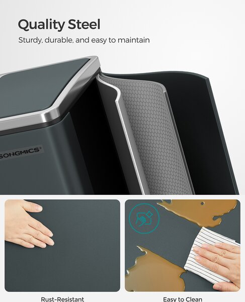 SONGMICS Kôš na triedený odpad 2 x 15 l sivý