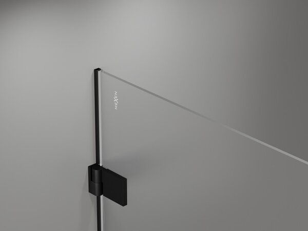 Mexen Lunar-B, L otočné pravé sprchové dvere 110 cm, 8mm číre sklo, čierny matný profil, 832SL-110-050-70-00-P