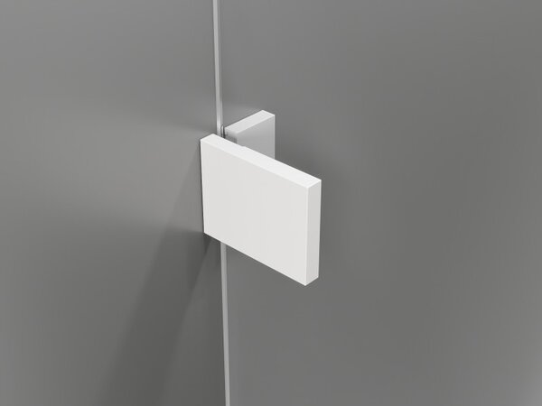 Mexen Lunar L, Otočné pravé sprchové dvere 130 cm, 8mm číre sklo, biely profil, 834L-130-000-20-00-P