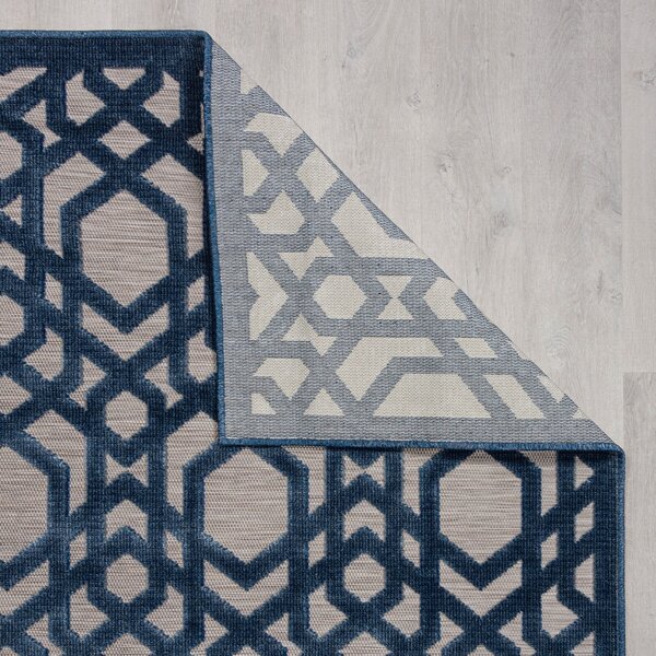 Flair Rugs , Kusový koberec Piatto Oro Blue – na von aj na doma, 120x170, modrá, chodba / predsieň