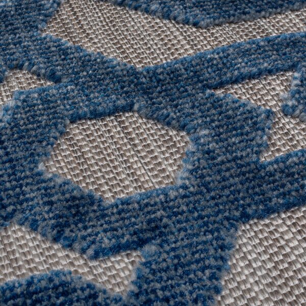 Flair Rugs , Kusový koberec Piatto Oro Blue – na von aj na doma, 120x170, modrá, chodba / predsieň
