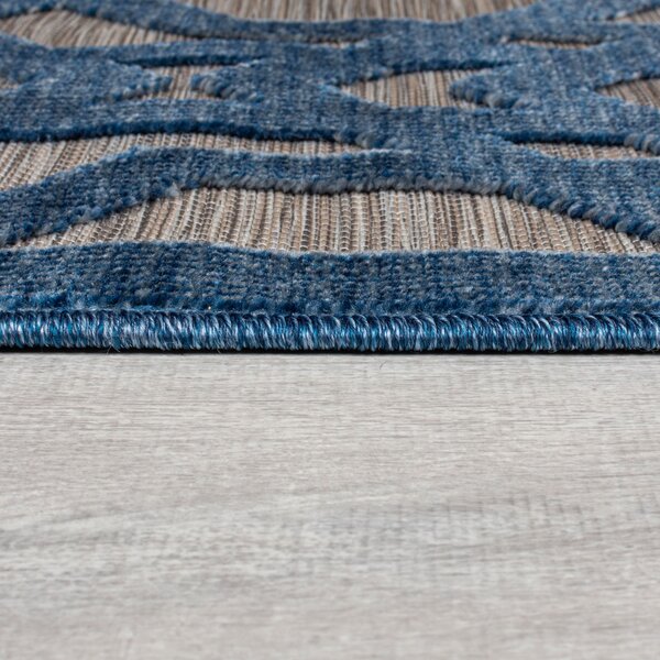 Flair Rugs , Kusový koberec Piatto Oro Blue – na von aj na doma, 120x170, modrá, chodba / predsieň