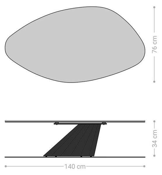 DELIFE Konferenčný stolík Edge organický 140x76 cm keramika Laminam® Noir Desir hnedá Parabi metalická strieborná