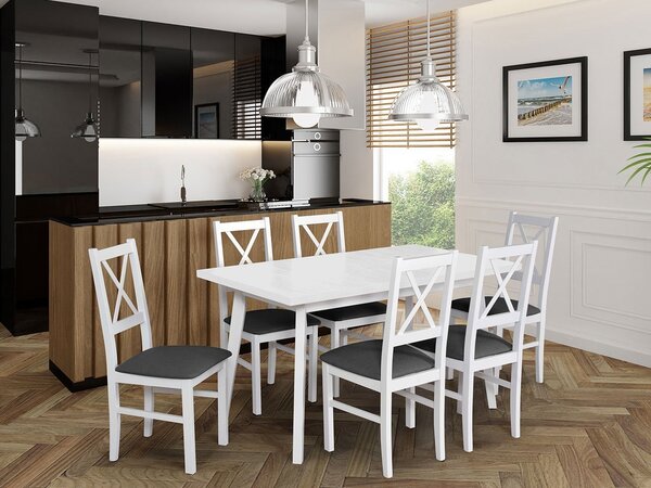 Mirjan24 Stôl so 6 stoličkami - AL43, Morenie: dub artisan L, Poťahové látky: 25x - Paros 2, Farby nožičiek: biela 5903211249327