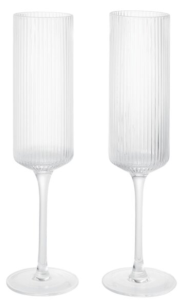 Poháre na šampanské Ripple Flutes, Clear, sada 2 kusov – Ferm Living