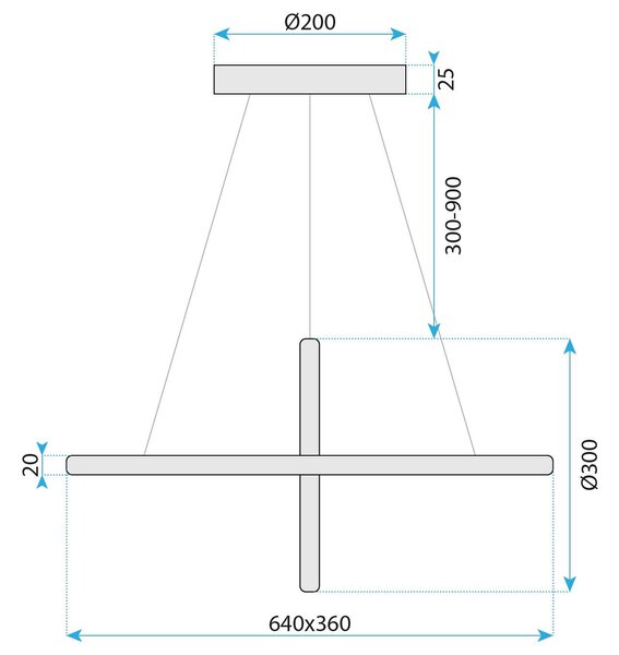 Toolight Toolight, LED závesné svietidlo 64x36 cm, 60W, G034-CP, zlatá lesklá, OSW-06301