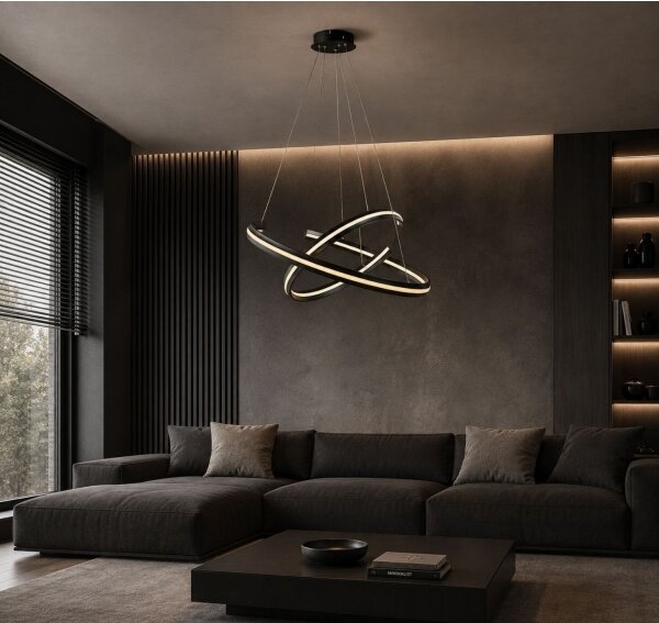 Rabalux 72052 - stmievateľný LED luster na lanku ZADIE 80W/230V 3000-6500K čierna+DO