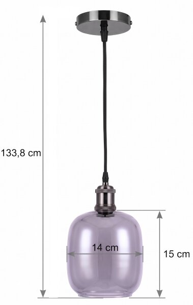 BRILAGI -LED Luster na lanku RETRO GLASS 1xE27/60W/230V pr. 14cm čierna/dymovo-šedá
