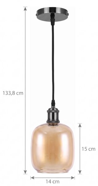 BRILAGI -LED Luster na lanku RETRO GLASS 1xE27/60W/230V pr. 14cm čierna/dymovo-hnedá
