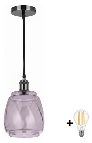 BRILAGI - LED luster na lanku RETRO GLASS 1xE27/60W/230V pr. 26cm čierna/dymová sivá