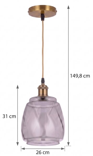 BRILAGI - LED závesné svietidlo na lanku RETRO GLASS 1xE27/60W/230V pr. 26cm zlatá/dymová sivá