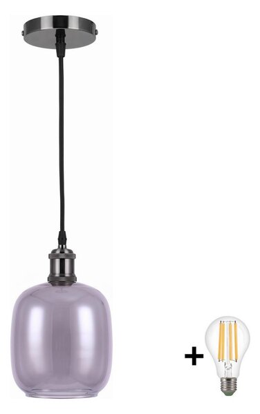 BRILAGI -LED Luster na lanku RETRO GLASS 1xE27/60W/230V pr. 14cm čierna/dymovo-šedá