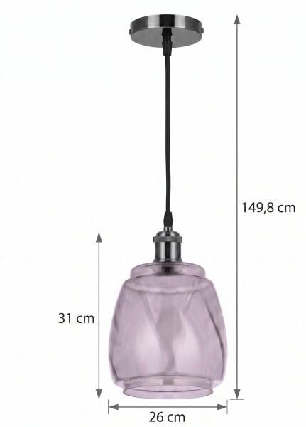 BRILAGI - LED luster na lanku RETRO GLASS 1xE27/60W/230V pr. 26cm čierna/dymová sivá