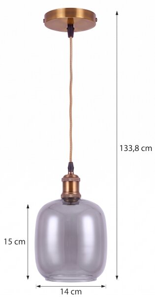 BRILAGI -LED Luster na lanku RETRO GLASS 1xE27/60W/230V pr. 14 cm zlatá/dymovo sivá