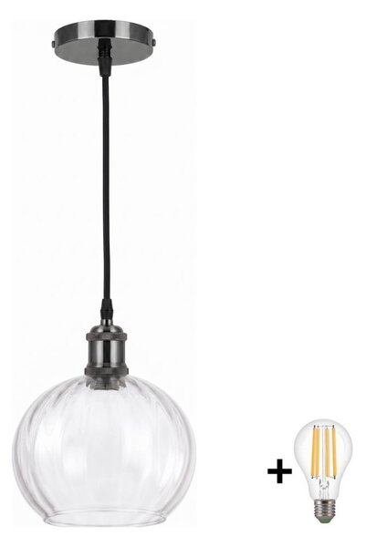 BRILAGI - LED Luster na lanku RETRO GLASS 1xE27/60W/230V pr. 25 cm čierna/číra