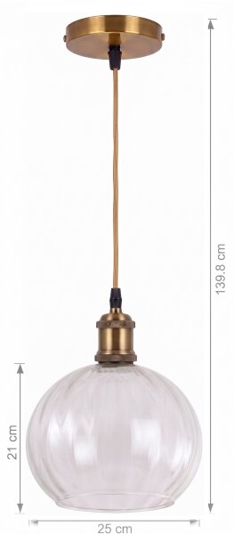 BRILAGI - LED luster na lanku RETRO GLASS 1xE27/60W/230V pr. 25 cm zlatá/číra