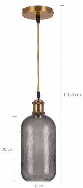 BRILAGI -LED Závesný luster na lanku RETRO GLASS 1xE27/60W/230V priemer 14 cm zlatá/dymovošedá