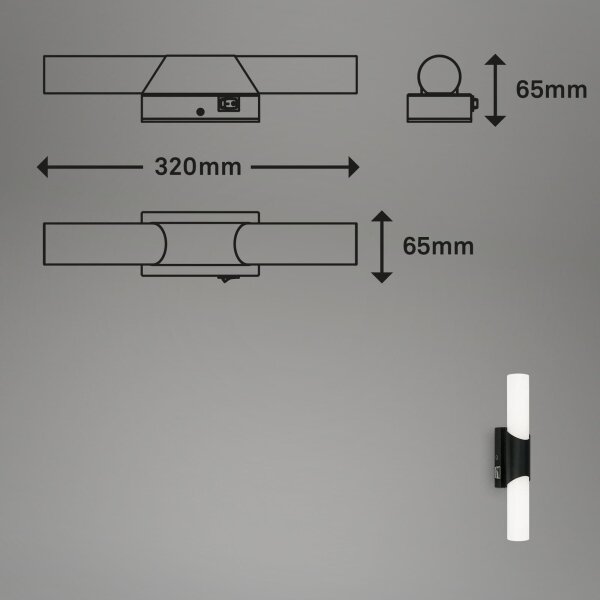 Briloner 2111-015 - LED osvetlenie zrkadla do kúpeľne LED/6,5W/230V 32 cm čierna