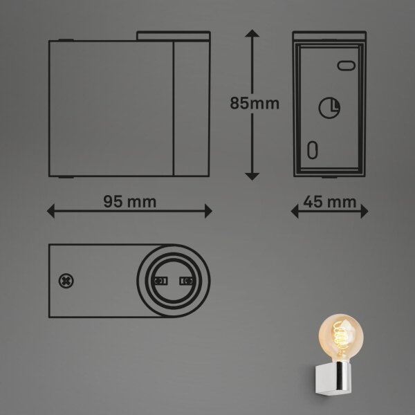 Briloner 2182-018-Kúpeľňové nástenné svietidlo DONGA 1xE27/10W/230V lesklý chróm