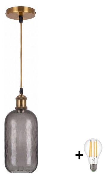 BRILAGI -LED Závesný luster na lanku RETRO GLASS 1xE27/60W/230V priemer 14 cm zlatá/dymovošedá