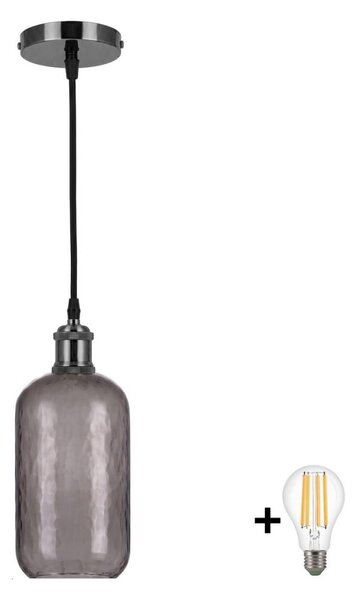 BRILAGI -LED Luster na lanku RETRO GLASS 1xE27/60W/230V priemer 14 cm čierna/dymová sivá
