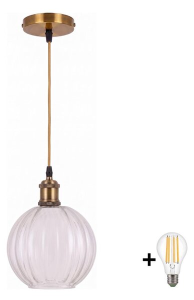 BRILAGI - LED luster na lanku RETRO GLASS 1xE27/60W/230V priemer 18 cm zlatá/číra