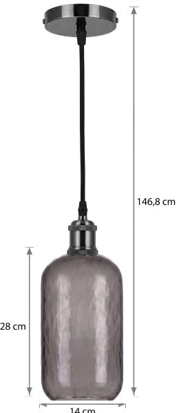 BRILAGI -LED Luster na lanku RETRO GLASS 1xE27/60W/230V priemer 14 cm čierna/dymová sivá