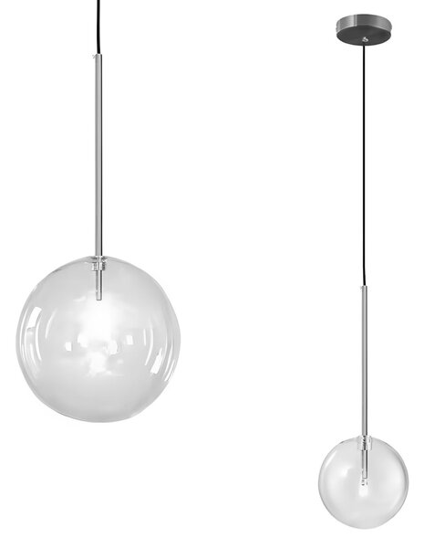 Toolight Toolight, sklenené guľové závesné stropné svietidlo 20cm, 1xG4, APP1685-1CP, chróm, OSW-04305