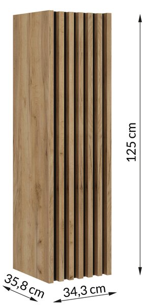 STREDNE VYSOKÁ SKRINKA, čierna, farba duba, zlatá, 35/125/36 cm MID.YOU - Kúpeľňové skrinky, Online Only