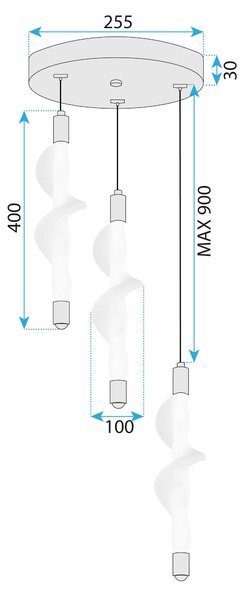 Toolight Toolight, LED stropné svietidlo 27W, 4000K, G009-3CPR, biela-zlatá lesklá, OSW-06316
