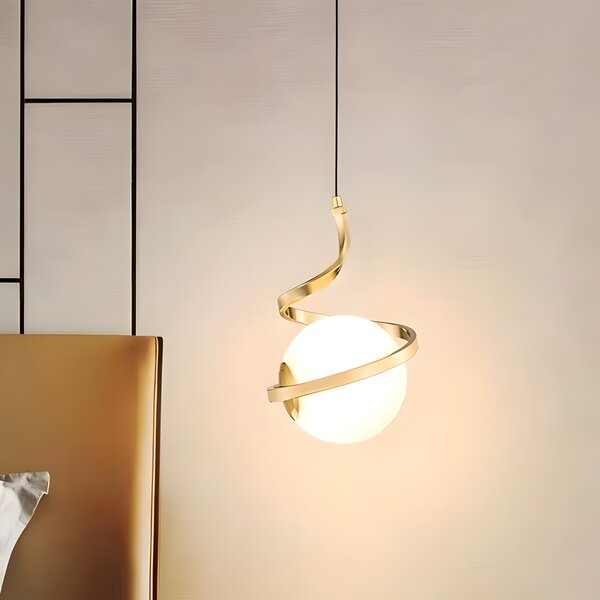 Toolight Toolight, LED závesné osvetlenie 1xE27, G020-CP, zlatá-biela, OSW-04314