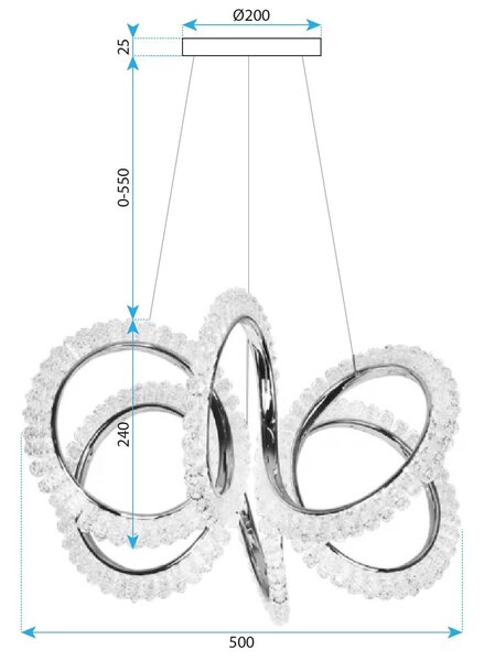 Toolight Toolight, LED závesné osvetlenie 50cm, G037-CP, zlatá lesklá, OSW-06304