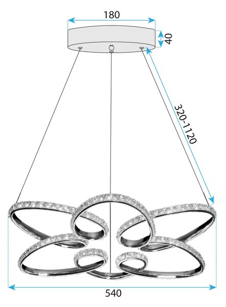 Toolight Toolight, LED stropné osvetlenie 54cm, 48W, 4000K, G002-CP, chrómová, OSW-09743