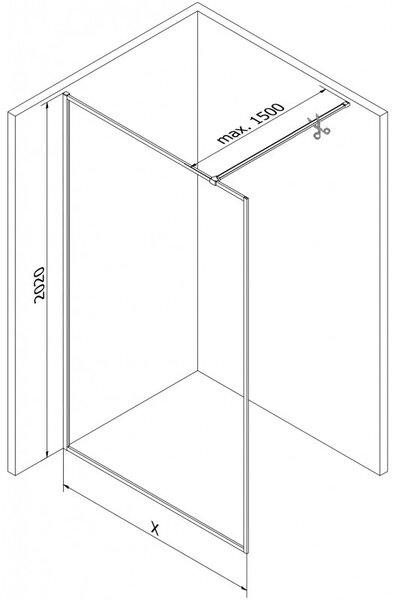 Mexen, Mexen Kioto-XF sprchová stena s rámom 50 x 202 cm, priehľadná 10 mm, biela - 800-050-104-20-00-X