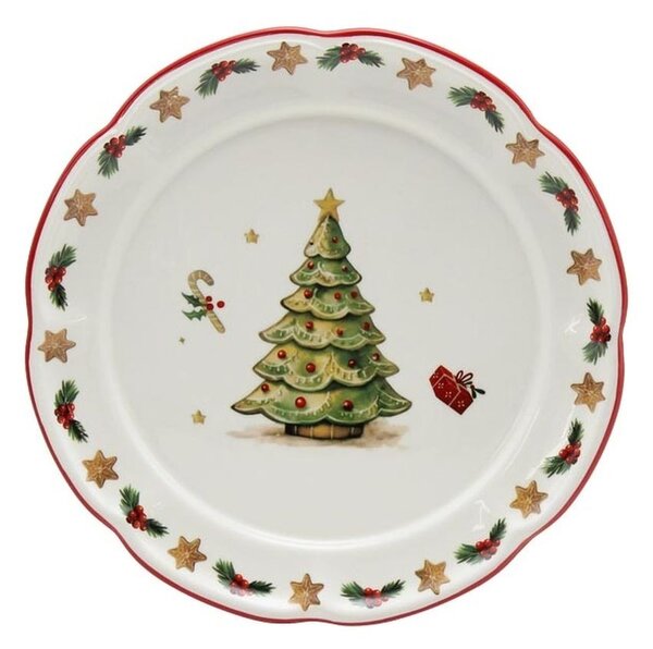 Keramický dezertný tanierik so stromčekom Chrissie - Ø 20,5*2 cm - Exner