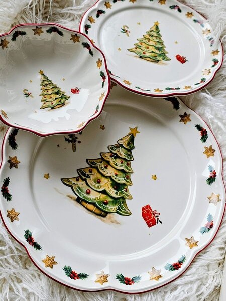 Keramický dezertný tanierik so stromčekom Chrissie - Ø 20,5*2 cm - Exner