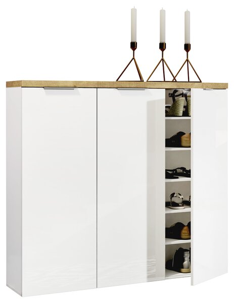 SKRINKA NA TOPÁNKY, biela, farba duba, 120/115/34 cm Xora - Skrine, regály & police na topánky